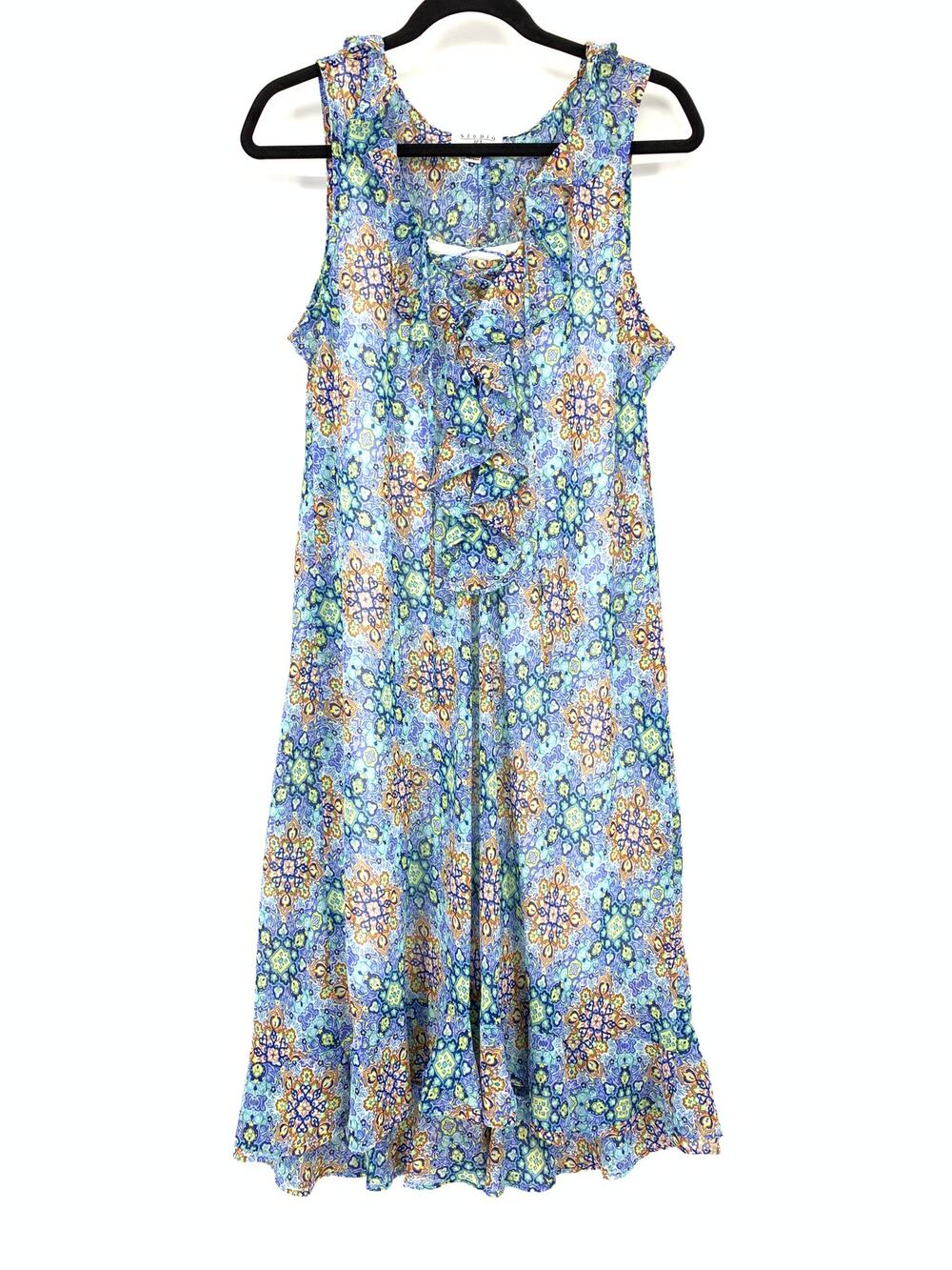 Studio By JPR Midi Dress Sleeveless Womens Sz Large Mosaic Pattern Lace Up Front